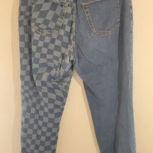Hollister 31  Blue Checkered Women's Straight Jeans Y2k Grunge Streetwear